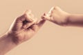 Little finger of the two hands hold together. Show friendship and forgiveness. Friendship of generations. Father Royalty Free Stock Photo