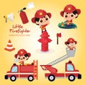 Little Firefighter Characters Collection Royalty Free Stock Photo