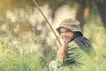 Little fisher girl smiling Royalty Free Stock Photo