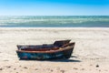 Little fishing boats on the beach in the western Cape, South Afr