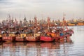 Little fishing boats on the fishing port Mar del Plata , Argentina