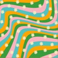 Little Flower with colorful green orange pink blue Liquid Swirl Background Y2K Pattern Royalty Free Stock Photo