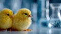 Fluffy chicks in bioresearch lab observing their surroundings Royalty Free Stock Photo