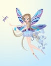 Little flying fairy playing with dragonfly Royalty Free Stock Photo