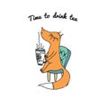 Little fox drinks tea and dreams.