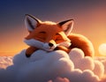 Little fox sleeps in the clouds Royalty Free Stock Photo