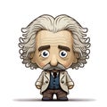 Little friendly Albert Einstein. Famous scientist. Vector illustration for child.