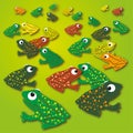 Little frogs on the green meadow