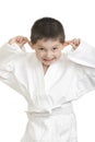 Little frolic karate kid Royalty Free Stock Photo