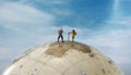 Little fugures walking australia on the globe