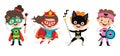 Little Funny Cartoon Superheroes Posing