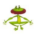 Little funny frog with open mouth, cute green amfibian animal cartoon character vector Illustration on a white Royalty Free Stock Photo