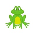 Little funny frog is sitting. Isolated on white background. In cartoon style. Royalty Free Stock Photo