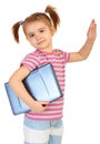 Little funny girl with laptop Royalty Free Stock Photo