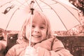 little funny girl under an umbrella, portrait Royalty Free Stock Photo