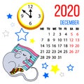 Little funny hand vector mouse with month december calendar for the 2010 year Royalty Free Stock Photo