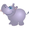 Little funny hippopotamus, cartoon vector illustration isolated on white background. Royalty Free Stock Photo