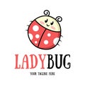 Little funny ladybug is drawn in children\'s style. Can be used as a baby shop mascot or etc