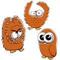 Little funny owl set #2 Royalty Free Stock Photo