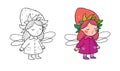 Little garden fairy Strawberry. Cute funny girl with wings. Illustration for coloring books Royalty Free Stock Photo