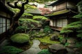 Little garden in Ginkakuji Temple,Kyoto Japan, AI generated