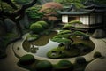 Little garden in Ginkakuji Temple,Kyoto Japan, AI generated