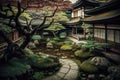 Little garden in Ginkakuji Temple,Kyoto Japan, AI generated