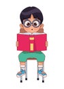 little genius boy reading