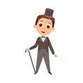 Little Gentleman in Elegant Tuxedo, Cute Boy in Retro Clothes Cartoon Style Vector Illustration