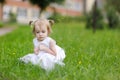 Little gilr in nice white dress