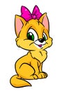 Little ginger kitten girl animal character cartoon illustration