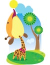 Little giraffe licks the sun