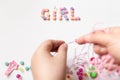 Little girl accessories creation set Royalty Free Stock Photo