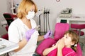 Little girl is afraid of the dentist Royalty Free Stock Photo