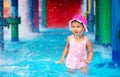 Little girl afraid of water in aqua park Royalty Free Stock Photo