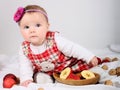 Little girl with aplles Royalty Free Stock Photo