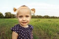 Little girl asks a question. White cute toddler with blue eyes Royalty Free Stock Photo