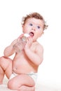 Little girl with baby bottle Royalty Free Stock Photo