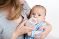 Little girl baby drinking from bottle Royalty Free Stock Photo