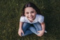 Little girl on backyard Royalty Free Stock Photo