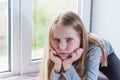 Little girl is in bad mood and angry Royalty Free Stock Photo