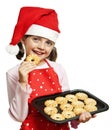 Little girl baking Christmas cookies