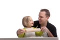 Little girl baking with her daddy