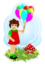 Little girl with baloons, cdr vector