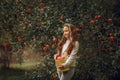 Little girl in the apple garden Royalty Free Stock Photo