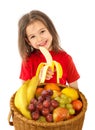 Little girl with basket of fruits Royalty Free Stock Photo