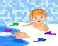 Little girl bathes in a bath