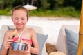 Little girl at beach picnic Royalty Free Stock Photo