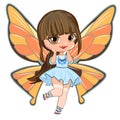 Little girl in a beautiful dress with butterfly wings. Flirts. Beautiful fashionable fairy child. The isolated object on Royalty Free Stock Photo