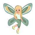 Little girl in a beautiful dress with butterfly wings. Flirts. Beautiful fashionable fairy child. The isolated object on Royalty Free Stock Photo